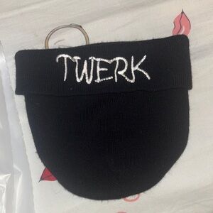 Black Knit Beanie with Embroidered Text